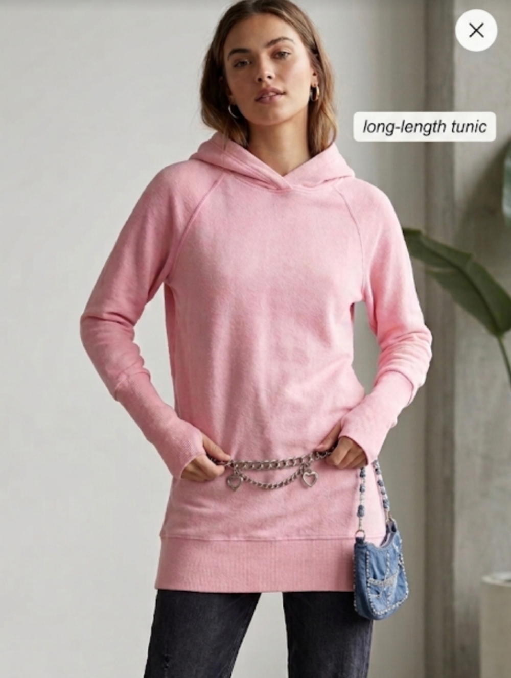 Vintage Y2K Victoria's Secret Moda International Tunic Sweatshirt Hoodie XS Pink